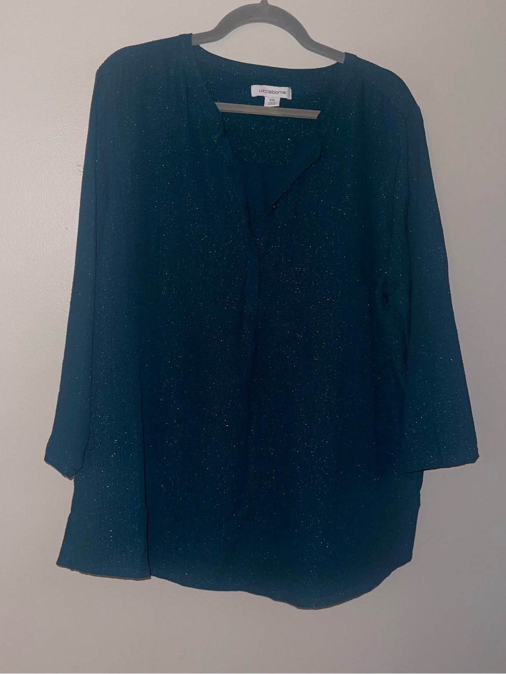 Liz Claiborne Navy Sparkle V-Neck Tunic